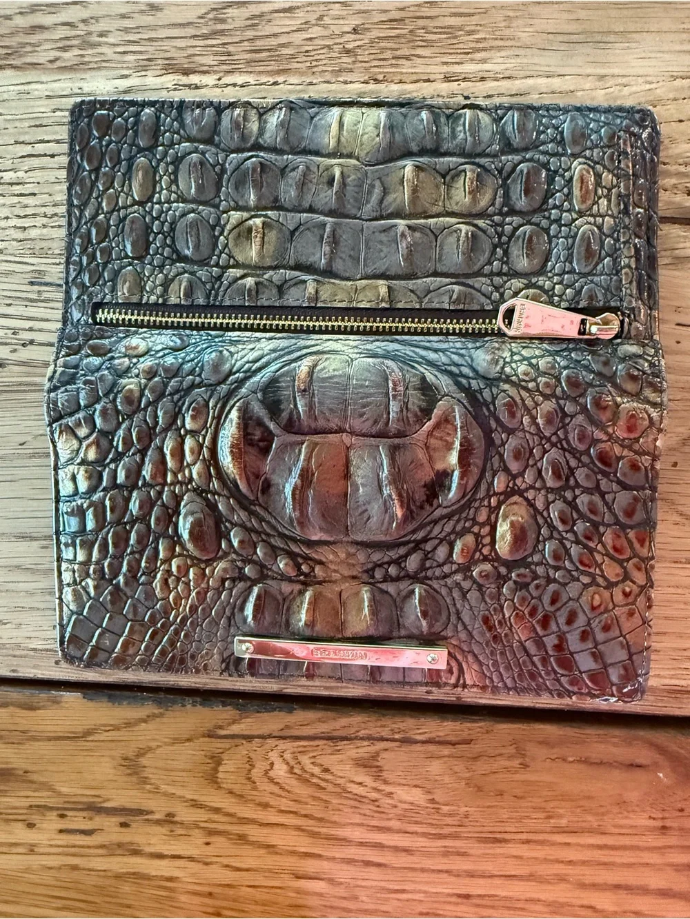Brahmin Iridescent Brown Croc-Embossed Leather Clutch - Picture 6 of 10